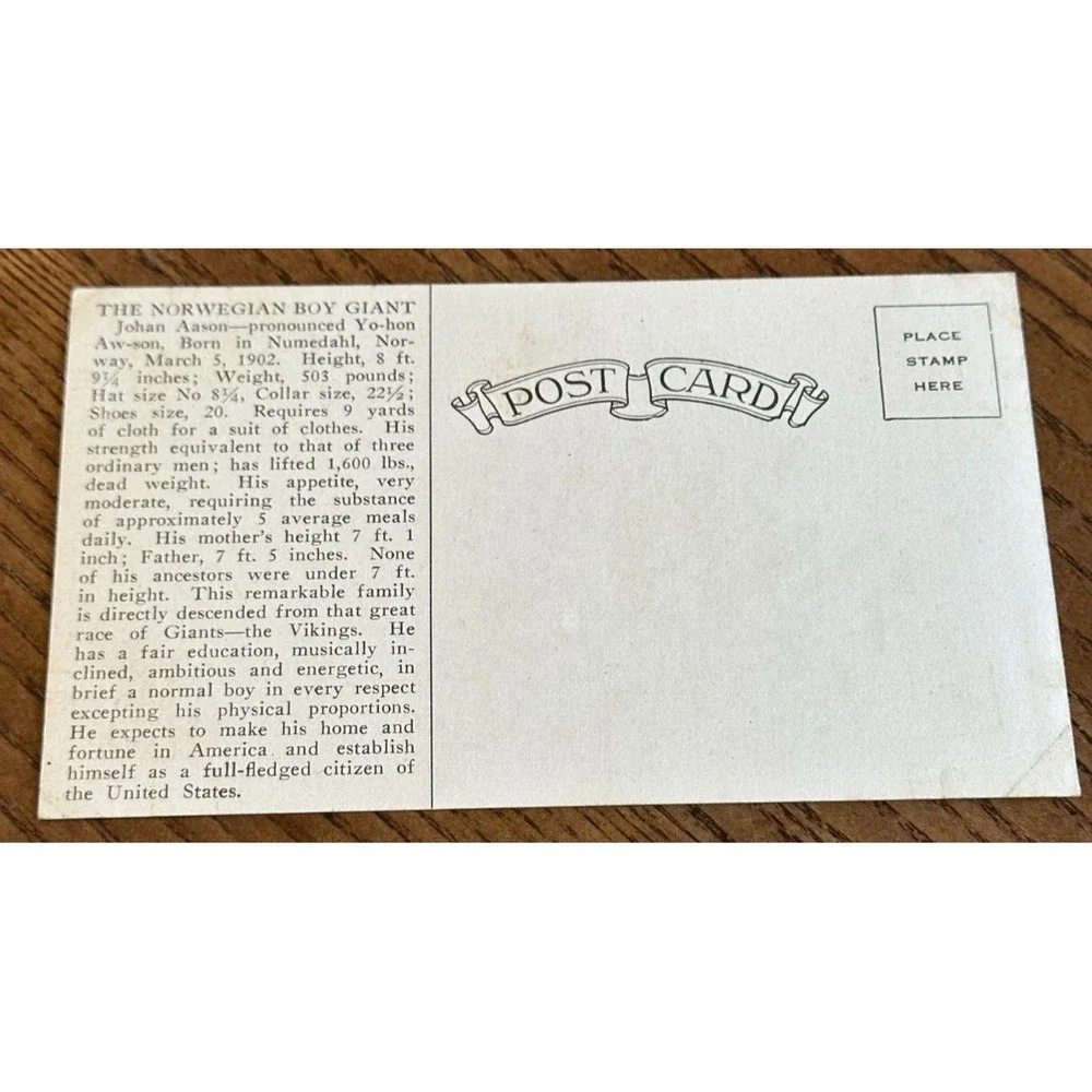 Vintage 1910s Freak / Sideshow Circus Postcard 
